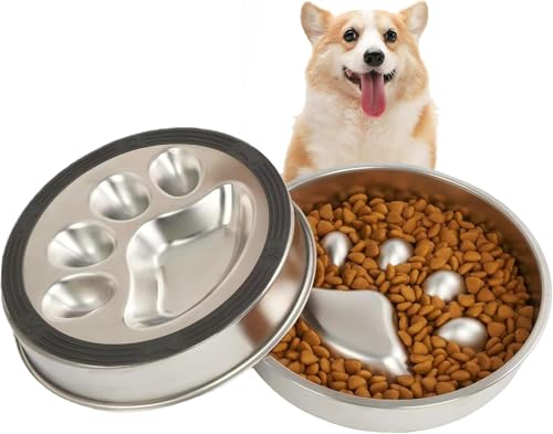 Futternapf aus Edelstahl für mittelgroße Hunde, langlebige und rutschfeste Futternäpfe zum Kauen – Metall-Futterspender für Tierfutter und Wasser (Medium, 2 Tassen +) von GYJZZW