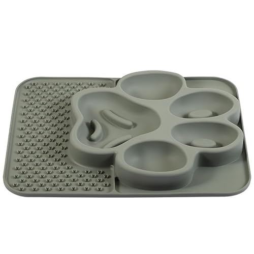 Futternapf für Hunde und Katzen, Silikon-Leckmatte und Hundefuttermatte mit Saugnäpfen zur Angstlinderung, um sie beschäftigt zu halten, perfekt zum Baden und Pflegen (Grau) von GYJZZW