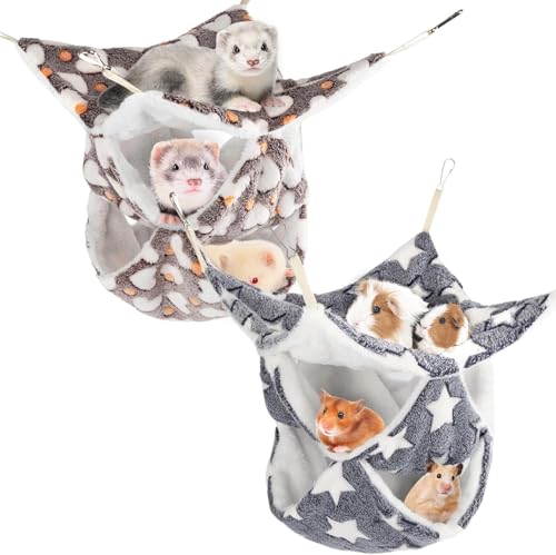 Große Frettchen-Hängematte für Meerschweinchen, Ratten, Zuckergleiter, Hamsterkäfig-Zubehör, Tier-Kuschel-Zubehör, 34 x 34 cm, 2 Stück von GYJZZW