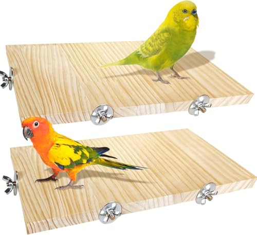 Großer Vogelsitzständer aus Holz, Sittichständer, Plattform, Papageienkäfig, Zubehör, rechteckig, Eckständer, Sitzstange für Wellensittiche, Nymphensittiche, Sittiche, Aras, afrikanische graue von GYJZZW