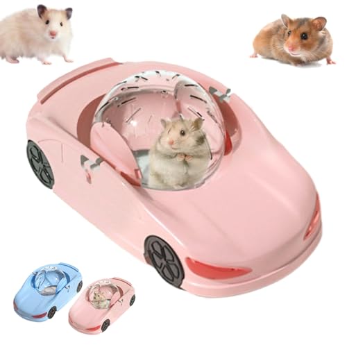 Hamster Laufball Lustiger Transparenter Ball, Leise Fitness Rad Spielzeug Fahrzeug für Kleine Haustiere Laufrad Auto Laufrad Hamster Laufrad (Rosa) von GYJZZW