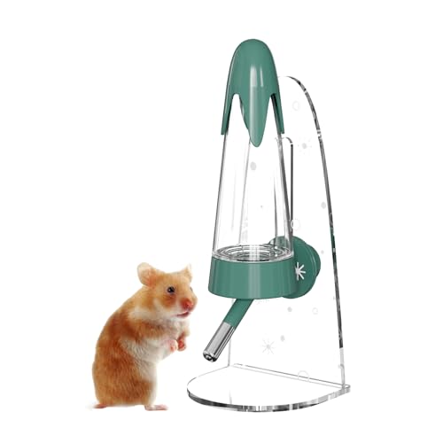 Hamster-Wasserflasche mit Ständer, kein Tropfen, für syrische Zwerghamster, Rennmäuse, kleine Maus, kleine Nagetiere (mit Ständer, grün) von GYJZZW