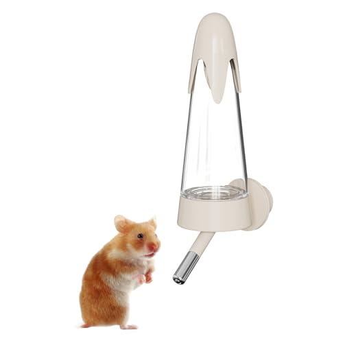 Hamster-Wasserflasche mit Ständer, kein Tropfen, für syrische Zwerghamster, Rennmäuse, kleine Maus, kleine Nagetiere (ohne Ständer, cremefarben) von GYJZZW