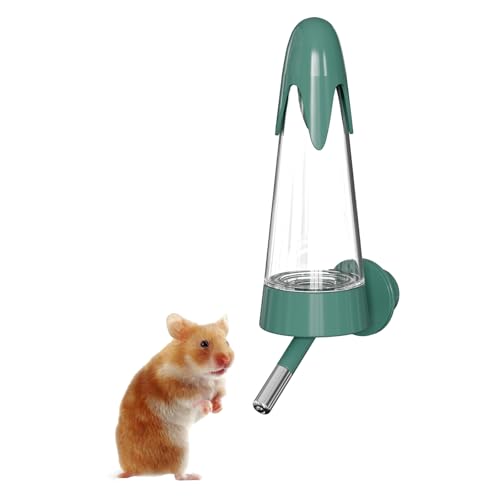 Hamster-Wasserflasche mit Ständer, kein Tropfen, für syrische Zwerghamster, Rennmäuse, kleine Maus, kleine Nagetiere (ohne Ständer, grün) von GYJZZW