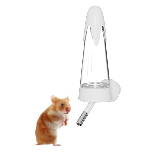 Hamster-Wasserflasche mit Ständer, kein Tropfen, für syrische Zwerghamster, Rennmäuse, kleine Maus, kleine Nagetiere (ohne Ständer, weiß) von GYJZZW