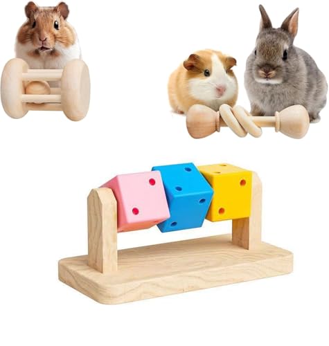 Hamsterspielzeug aus Holz, Kaninchen, Meerschweinchen, Kauspielzeug für syrische und Zwerghamster, Rennmäuse, Ratten, Chinchillas, kleine Tiere, die Zähne knirschen, drinnen und draußen, 3 Stück Hamsterspielzeug aus Holz, Kaninchen, Meerschweinchen, Kauspielzeug für syrische und Zwerghamster, Rennmäuse, Ratten, Chinchillas, kleine Tiere, die Zähne knirschen, drinnen und draußen, 3 Stück von GYJZZW