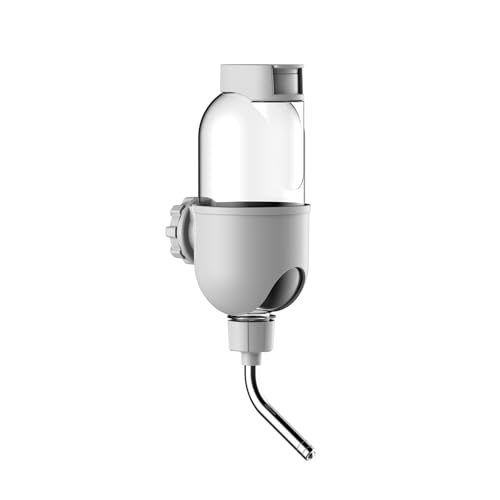 Haustier-Wasserflasche für Käfige, 480 ml, tropffreier Wasserspender für Kleintiere, Kaninchen, Kaninchen, Meerschweinchen, Chinchilla, Frettchen, Eichhörnchen, Igel (Grau, 500 ml) von GYJZZW