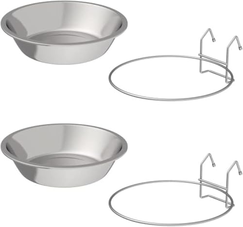 Hundenäpfe aus Edelstahl, 2 Stück – Käfig, Zwinger und Kiste Hundenäpfe zum Aufhängen für Futter und Wasser, spülmaschinenfest (L) von GYJZZW