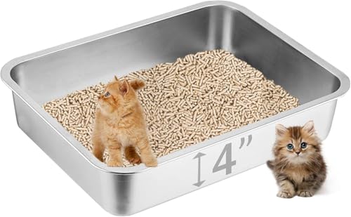 Katzentoilette aus Edelstahl, 39 x 30 x 10 cm, kleine Katzentoilette, kleine Katzentoilette, einfache Reinigung (A1) von GYJZZW