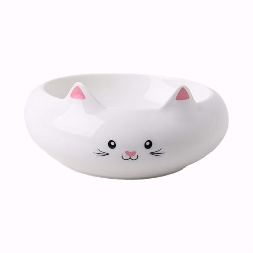 Keramik-Katzennapf mit 3D-Kätzchenohren zum Halten von Futter und Wasser, erhöht, für kleine Haustiere, Anti-Rollover, spülmaschinenfest (Rosa) von GYJZZW