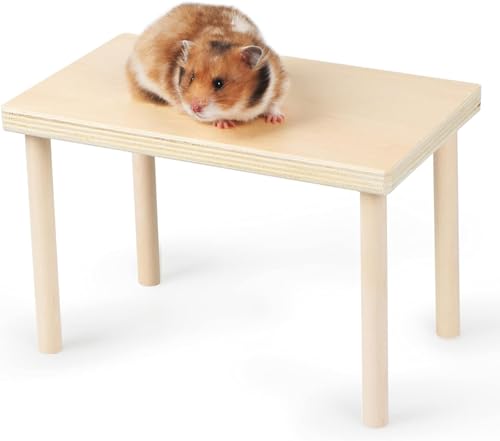 Kleintier-Ständer aus Holz, wasserdichte Oberfläche mit Säulen, natürliches Spielzeug, Käfigzubehör für Hamster, Eichhörnchen, Rennmäuse, Chinchillas, Papageien und Haustiere, Vögel (S) von GYJZZW