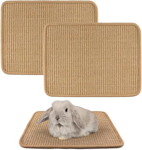 Kratzmatte für Kaninchen, weich, geflochtene Jute, Kauspielzeug, Käfig-Bettwäsche, natürliche Krallen- und Zahnschneider für Indoor-Kaninchen (40,6 x 30,5 cm), 2 Stück von GYJZZW