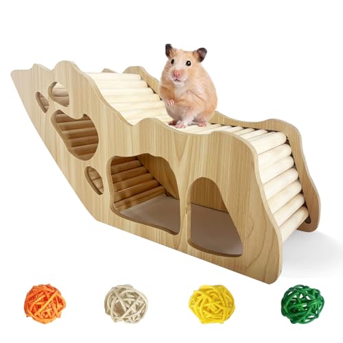 Meerschweinchenversteck Stabiles Hamsterversteck Meerschweinchenhaus mit Kletterleiter für Zwergenrennmäuse und Mäuse, Ratten, andere Kleintiere usw. (massiv, Labyrinth-Tunnel) von GYJZZW