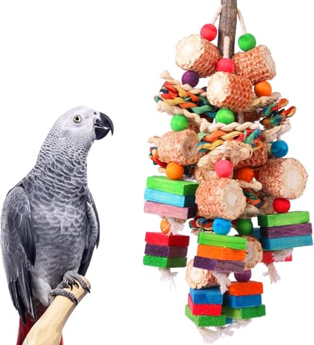 Papageienspielzeug für große Vögel, natürliches Holz und Maiskolben, Kauspielzeug für afrikanische Graupapageien, Kakatus, Nymphensittiche, Amazon-Papageien und andere mittelgroße und kleine Vögel (A1 von GYJZZW