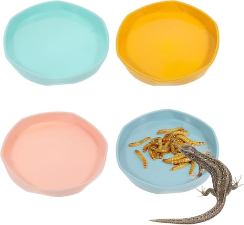 Reptilien-Wassernapf, 4 Stück, Bartdrachen-Schüssel, flache und flache Reptilien-Futter- und Wasser-Futterstation, kleine Schüssel, kleine Kunststoff-Futternapf für Eidechse, Gecko, Chamäleon, Anolen Reptilien-Wassernapf, 4 Stück, Bartdrachen-Schüssel, flache und flache Reptilien-Futter- und Wasser-Futterstation, kleine Schüssel, kleine Kunststoff-Futternapf für Eidechse, Gecko, Chamäleon, Anolen von GYJZZW