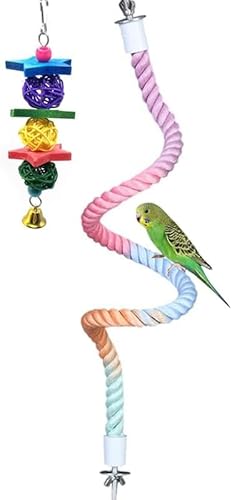Seil-Sitzstangen für Vogelkäfige, Schaukeln und Leitern für Papageien, Nymphensittiche und Wellensittiche, Vogelspielzeug, mittelgroße Vögel (A1) von GYJZZW