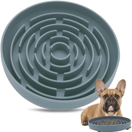 Slow Feeder Hundenäpfe Puzzle Silikon Hund Futternäpfe Slow Feeder rutschfest mit Saugnäpfen Anti-Ersticken Non BPA Reduziert Langeweile Angst Spülmaschinenfest (Dunkelblau) von GYJZZW