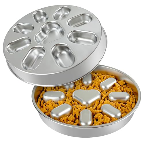 Slow Feeder Hundenäpfe mit rutschfester Matte, Edelstahl Metall Slow Feeder für kleine & mittelgroße Hunde, 2 Tassen Haustiernapf für schnelle Esser, verlangsamt das Essen, Anti-Schlingen-Hundenapf (1 von GYJZZW