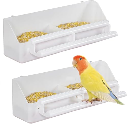 Vogelfutterstation für Käfig, zum Aufhängen, Kunststoff, mit Haken, Wasserspender mit Sitzstangen für kleine Sittiche, Nymphensittiche, Kanarienvögel, Papageien, Weiß, 2 Stück Vogelfutterstation für Käfig, zum Aufhängen, Kunststoff, mit Haken, Wasserspender mit Sitzstangen für kleine Sittiche, Nymphensittiche, Kanarienvögel, Papageien, Weiß, 2 Stück von GYJZZW