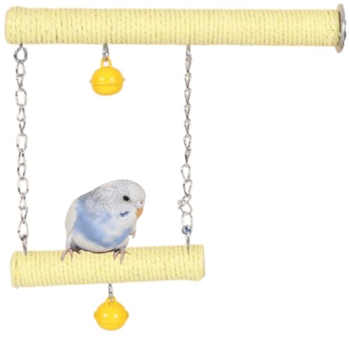 Vogelschaukel, Baumwollseil, Schaukelsitzstangen, Spielzeug, Käfig-Hängespielzeug, geeignet für kleine Sittiche, Nymphensittiche, Liebesvögel, Finken, Conures (gelb) von GYJZZW