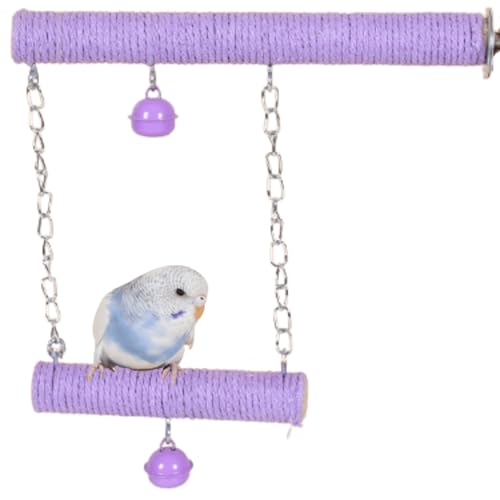 Vogelschaukel, Baumwollseil, Schaukelsitzstangen, Spielzeug, Käfig-Hängespielzeug, geeignet für kleine Sittiche, Nymphensittiche, Liebesvögel, Finken, Sittiche (lila) von GYJZZW