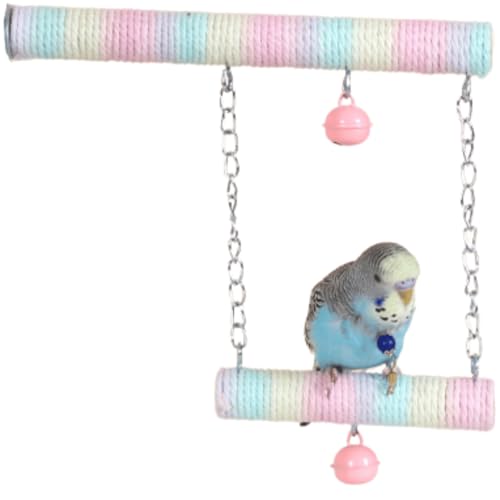 Vogelschaukel, Baumwollseil-Schaukel-Sitzstangen, Spielzeug zum Aufhängen, geeignet für kleine Sittiche, Nymphensittiche, Liebesvögel, Finken, Sittiche, Süßigkeitenfarben Vogelschaukel, Baumwollseil-Schaukel-Sitzstangen, Spielzeug zum Aufhängen, geeignet für kleine Sittiche, Nymphensittiche, Liebesvögel, Finken, Sittiche, Süßigkeitenfarben von GYJZZW