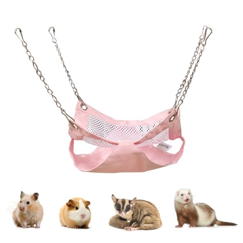 Wasserdichte Etagen-Hängematte für Meerschweinchen, Frettchen-Hängematte für Käfig mit großer Öffnung, atmungsaktivem Bildschirm und stabilen Haken, Hamsterversteck für Hamster (klein, Rosa) von GYJZZW
