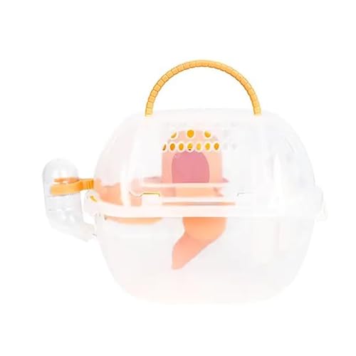 Zwerghamster-Reisetasche, tragbarer Hamsterl-Käfig mit leisen Übungsrädern, Wasserflasche, Futternapf, 2 Ebenen, für kleine Tiere, atmungsaktive Tragetasche für Mäuse, Zuckergleiter (Orange) von GYJZZW