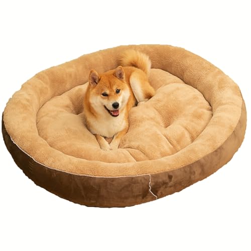 Großes Hundebett, langlebig, wärmend, bequem, rundes Haustierkäfigbett, Schlichtes Design für mittelgroße und große Hunde, Grün (Coffee M) von GYKOZY