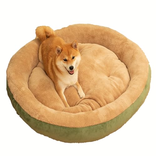 Großes Hundebett, langlebig, wärmend, bequem, rundes Haustierkäfigbett, Schlichtes Design für mittelgroße und große Hunde, Grün (Green M) von GYKOZY