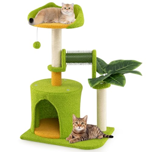GYMAX 79 cm Kratzbaum Set, Katzen Kratzbaum mit Katzenhöhle Plattform, Sisalstämme & baumelnder Ball, Moderner Katzenbaum, Aktivitätszentrum für Kätzchen für 2-3 Katzen, Grün GYMAX 79 cm Kratzbaum Set, Katzen Kratzbaum mit Katzenhöhle Plattform, Sisalstämme & baumelnder Ball, Moderner Katzenbaum, Aktivitätszentrum für Kätzchen für 2-3 Katzen, Grün von GYMAX