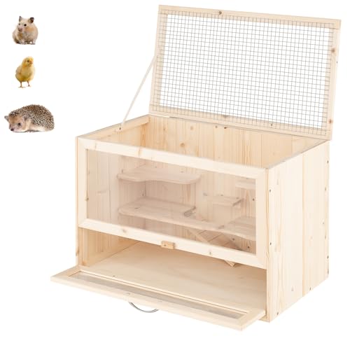 GYMAX Hamsterkäfig, Nagerkäfig aus Holz mit Rampe, Gitter-Klappdach & Vordertür, Mehrere Spielzonen, Kleintierkäfig für Kleine, 60 x 35,5 x 42 cm GYMAX Hamsterkäfig, Nagerkäfig aus Holz mit Rampe, Gitter-Klappdach & Vordertür, Mehrere Spielzonen, Kleintierkäfig für Kleine, 60 x 35,5 x 42 cm von GYMAX