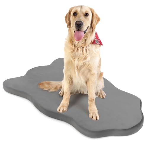 GYMAX Hundeschlafmatte, wasserdichte Hundebett, Hundematte mit Memory-Schaum, Hundekissen mit waschbarem Bezug, für große & mittelgroße Hunde, 110 x 66 cm (Grau) von GYMAX