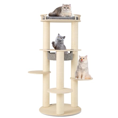 GYMAX Katzenbaum, mehrstöckiges Katzen Aktivitätszbaum mit Sisal-Kratzstamm, Liegeflächen & Abnehmbarer Hängematte, Kratzbaum für Katzen, Kletterbaum, 66 x 66 x 150 cm GYMAX Katzenbaum, mehrstöckiges Katzen Aktivitätszbaum mit Sisal-Kratzstamm, Liegeflächen & Abnehmbarer Hängematte, Kratzbaum für Katzen, Kletterbaum, 66 x 66 x 150 cm von GYMAX