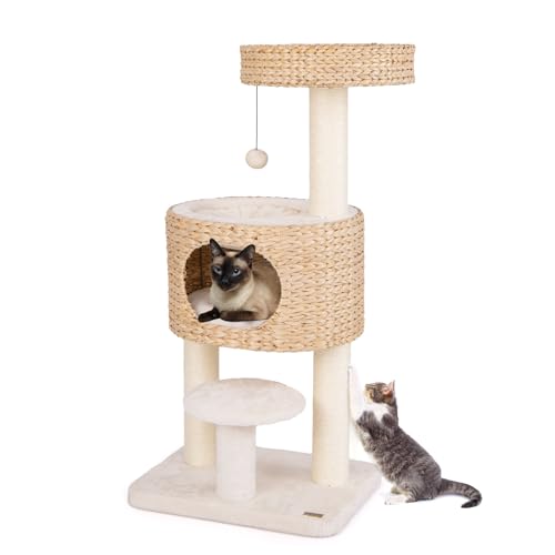 GYMAX Katzenbaum 104 cm, mehrstöckiger Kratzbaum mit Katzenhaus & Sisalkratzpfosten, Kletterbaun mit hängender Ball & Sprungplattform, Katzenaktivitätszentrum für Katzen GYMAX Katzenbaum 104 cm, mehrstöckiger Kratzbaum mit Katzenhaus & Sisalkratzpfosten, Kletterbaun mit hängender Ball & Sprungplattform, Katzenaktivitätszentrum für Katzen von GYMAX