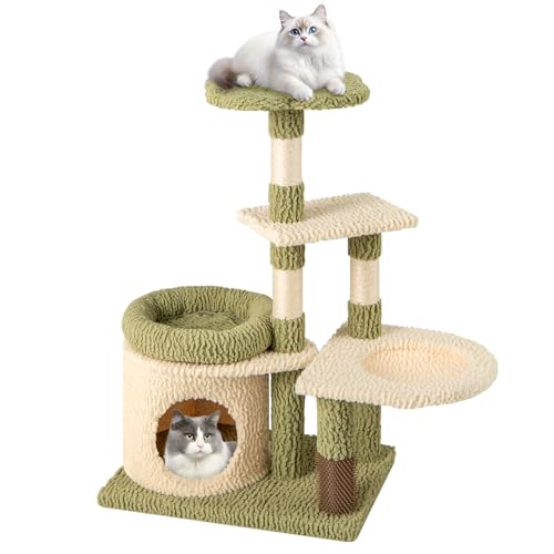 GYMAX Katzenbaum 97 cm, Katzenkratzbaum mit weicher Plüschoberfläche, Sisal-Kratzsäule & Katzenwohnung, Kratzbaum, kleine Katzenmöbel, Aktivitätsbaum für Katzen GYMAX Katzenbaum 97 cm, Katzenkratzbaum mit weicher Plüschoberfläche, Sisal-Kratzsäule & Katzenwohnung, Kratzbaum, kleine Katzenmöbel, Aktivitätsbaum für Katzen von GYMAX