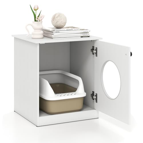 GYMAX Mobiler Katzenstreuschrank, Katzenhöhle mit kreisförmiger Öffnung, Griff & rutschfeste Füße, Innenschrank für Katzen als Schlafplatz, Katzentoilette, Haustierbedarf, Weiß GYMAX Mobiler Katzenstreuschrank, Katzenhöhle mit kreisförmiger Öffnung, Griff & rutschfeste Füße, Innenschrank für Katzen als Schlafplatz, Katzentoilette, Haustierbedarf, Weiß von GYMAX