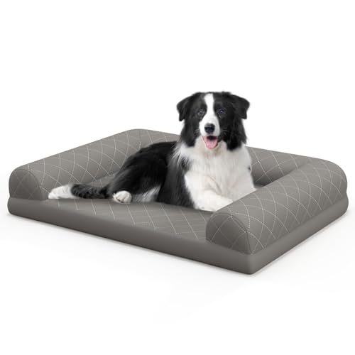 GYMAX Orthopädisches Hundebett, Hundedecke Sofa für kleine & mittelgroße Hunde mit 3-seitigem Rand, Rutschfester Boden, Abnehmbarer & waschbarer Bezug, Lieblings-Hundematte, 90 x 69 x 18 cm (Grau) GYMAX Orthopädisches Hundebett, Hundedecke Sofa für kleine & mittelgroße Hunde mit 3-seitigem Rand, Rutschfester Boden, Abnehmbarer & waschbarer Bezug, Lieblings-Hundematte, 90 x 69 x 18 cm (Grau) von GYMAX