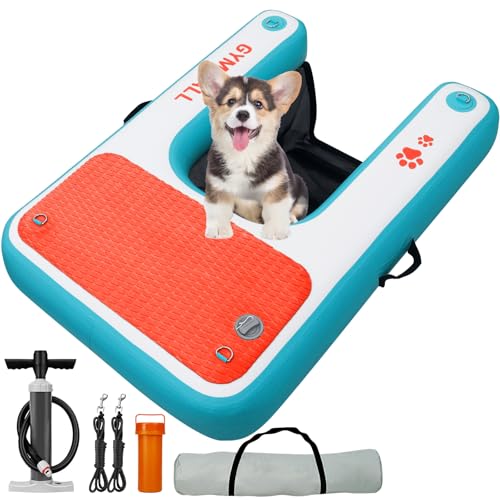 GYMMALL Aufblasbare Hunde-Dock-Plattform, blau, 81,3 x 129,9 cm, Haustier-Wasserrampe für Boot, Pool, See, Meer, rutschfeste Sicherheits-Schwimmdock für Hunde bis zu 90 kg, EVA-Welpen-Schwimmrampe GYMMALL Aufblasbare Hunde-Dock-Plattform, blau, 81,3 x 129,9 cm, Haustier-Wasserrampe für Boot, Pool, See, Meer, rutschfeste Sicherheits-Schwimmdock für Hunde bis zu 90 kg, EVA-Welpen-Schwimmrampe von GYMMALL