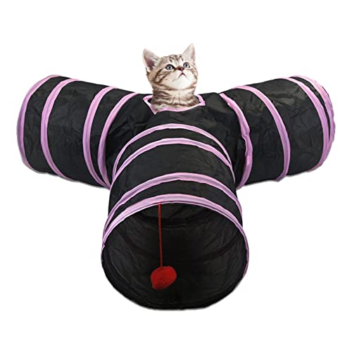 Katzentunnelspiel, 3-Wege-Klapptunnel Interaktives Haustierspielzeug für Katzen, Katzen-Labyrinth-Haus-Spielzeug-Haustier-Übungszubehör für Kätzchen-Welpen-Kaninchen-Häschen-Meerschweinchen Gyouza Katzentunnelspiel, 3-Wege-Klapptunnel Interaktives Haustierspielzeug für Katzen, Katzen-Labyrinth-Haus-Spielzeug-Haustier-Übungszubehör für Kätzchen-Welpen-Kaninchen-Häschen-Meerschweinchen Gyouza von GYOUZA