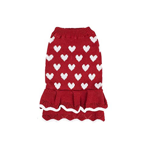 GYSURYB Kleines Hunde Pullover Kleid Winter Warmes Hunde Prinzessin Kleid für Weibliche MäDchen Rotes Welpen Kleid Hund Pullover Strickwaren -XXL von GYSURYB