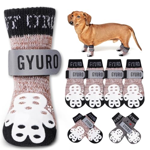 GYURO 4-seitige rutschfeste Hundesocken mit Pfotenabdrücke, mit verstellbarem, reflektierendem Riemen, Pfotenschutz, Traktionskontrolle und Anti-Leck-Design für Hartholzböden und Griffsicherheit GYURO 4-seitige rutschfeste Hundesocken mit Pfotenabdrücke, mit verstellbarem, reflektierendem Riemen, Pfotenschutz, Traktionskontrolle und Anti-Leck-Design für Hartholzböden und Griffsicherheit von GYURO