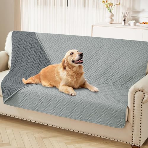 GYURO wasserdichte Hundedecke, beidseitig verwendbar, robuste Hundematte für Sofa und Bett, waschbar für Hunde und Katzen (Dunkelgrau + Hellgrau, 137 * 208CM) von GYURO