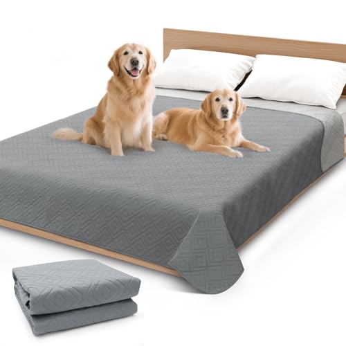 GYURO wasserdichte Hundedecke, beidseitig verwendbar, robuste Hundematte für Sofa und Bett, waschbar für Hunde und Katzen (Dunkelgrau + Hellgrau, 208 * 208CM) von GYURO