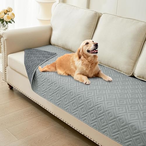 GYURO wasserdichte Hundedecke, beidseitig verwendbar, robuste Hundematte für Sofa und Bett, waschbar für Hunde und Katzen (Dunkelgrau + Hellgrau, 77 * 178CM) von GYURO