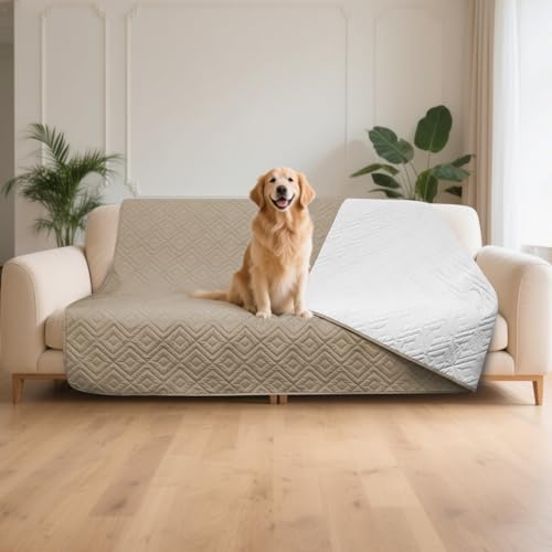 GYURO wasserdichte Hundedecke, beidseitig verwendbar, robuste Hundematte für Sofa und Bett, waschbar für Hunde und Katzen (Dunkles Khaki + Khaki, 77 * 178CM) von GYURO