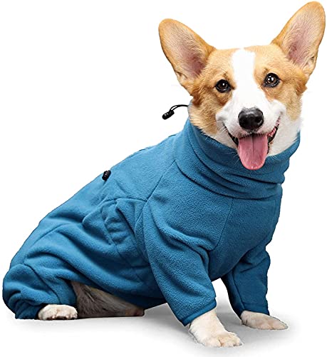 GYYJW Haustier Kleidung, Winter Hund Vierbeine Jumpsuit Mantel Anti-Haar Winddicht Hundemantel Kaltes Wetter Hundehemd für Kleine Mittlere Große Hunde (Mblau) von GYYJW