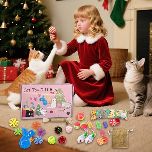GZBMEZS Interaktives Katzenspielzeug, Bewegungsaktiv Plüschmäuse-Set Mit Weihnachtsmotiv Für Kitten, Robustes Katzenspielzeug Set Zur Bewegung Für Kleine Mittelgroße Und Große Katzen von GZBMEZS