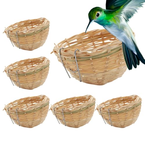 Gewebtes Vogelnest, 6pcs Wren Häuser Für Draußen, Handgewebtes Nestkäfig Haus Hatching Zuchthöhle, Nesting-Zuchtbett Vogelhäuser Für Rasen Oder Garten, Haustür Gewebtes Vogelnest, 6pcs Wren Häuser Für Draußen, Handgewebtes Nestkäfig Haus Hatching Zuchthöhle, Nesting-Zuchtbett Vogelhäuser Für Rasen Oder Garten, Haustür von GZBMEZS