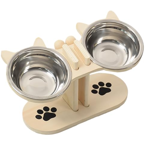 Katzenfutter Und Wassernapf Set | Höhenverstellbarer Napfständer Für Hunde - Anti-Schling Napf Für Welpe Katze Mehrkatzenhaushalte Täglich Unterwegs von GZBMEZS